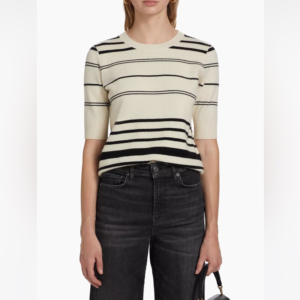 FRAME Striped S/S Sweater in Cream Multi - Size S - NWOT!